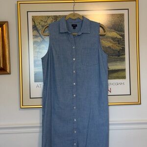 J. Crew Sleeveless Chambray Midi Dress